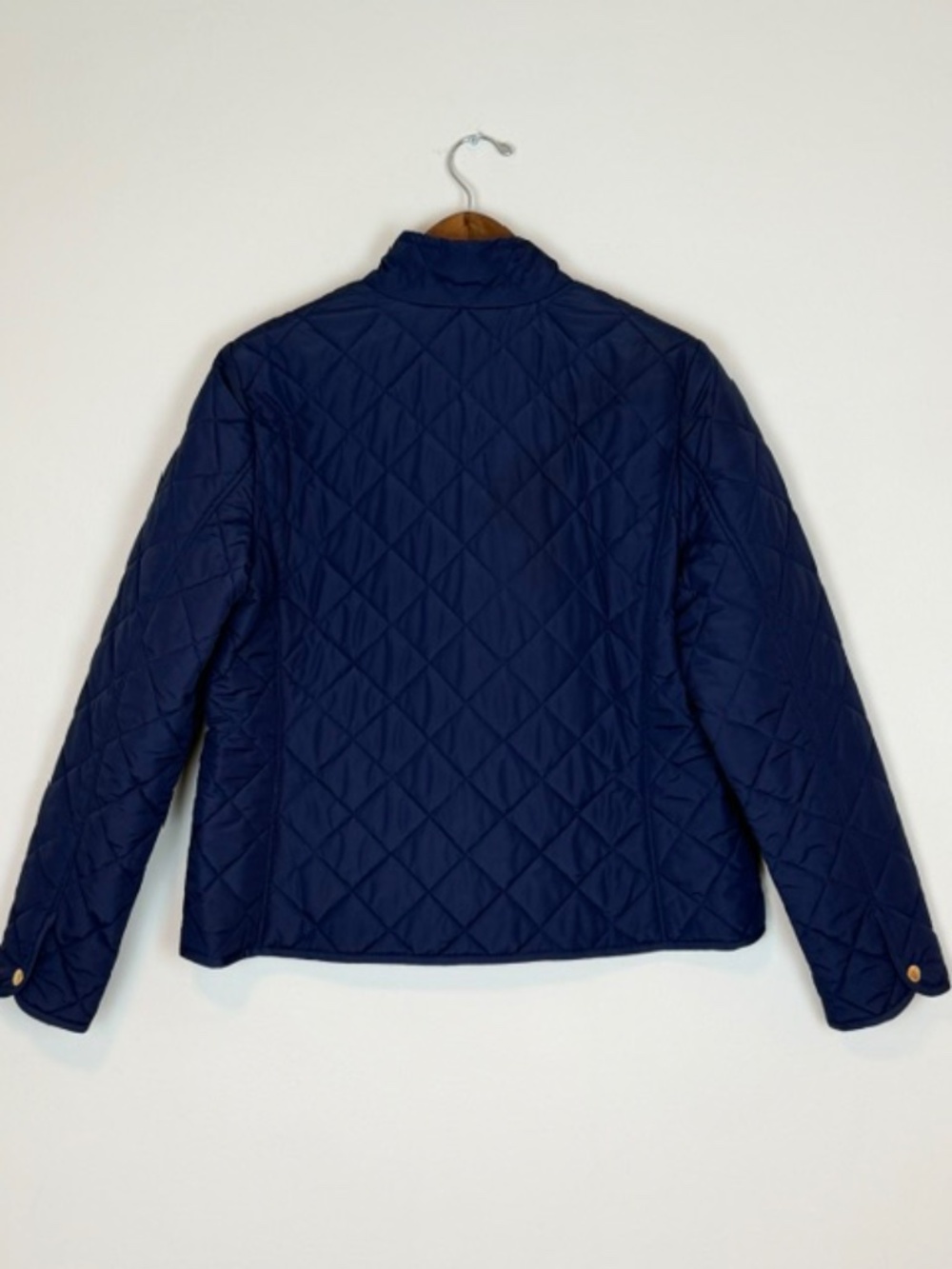 Lauren Ralph Lauren Diamond Quilted Snap Front Jacket Navy w/ Orange Lining Sz L - Picture 2 of 10